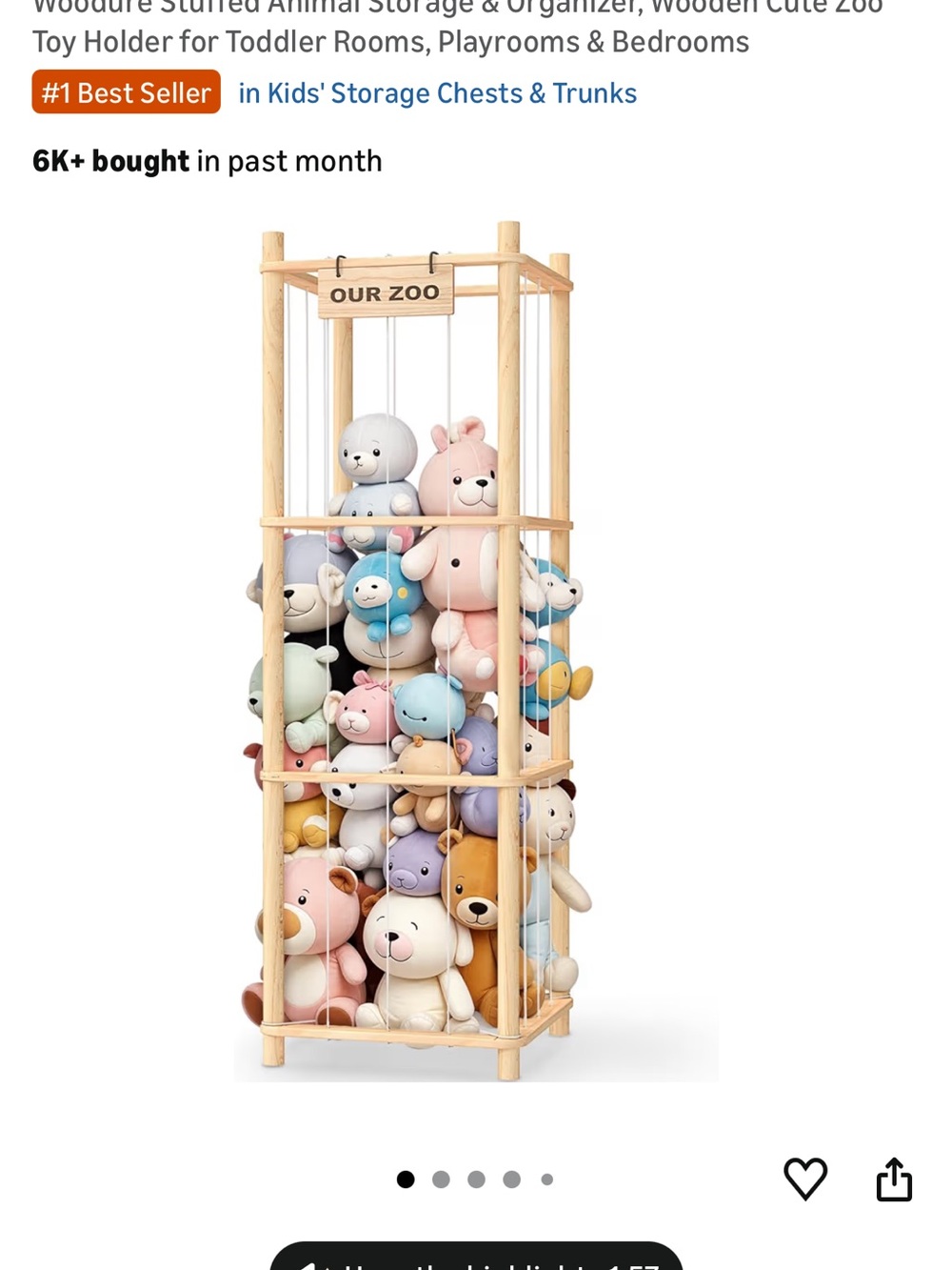 Wooden Stuffed Animal Tower - BRAND NEW Organizer